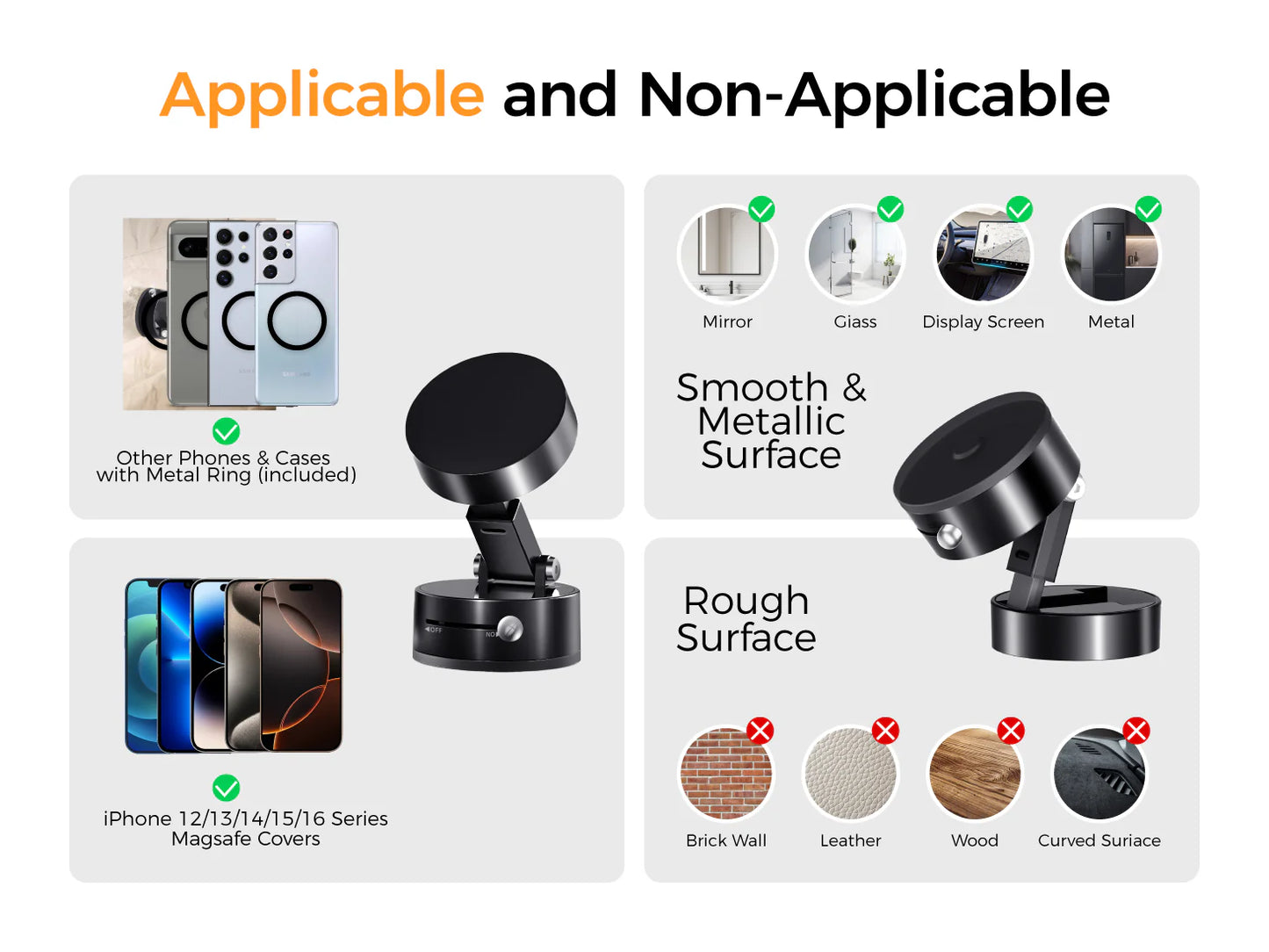 MagGrip™ – Foldable Vacuum-Lock Magnetic Phone Holder